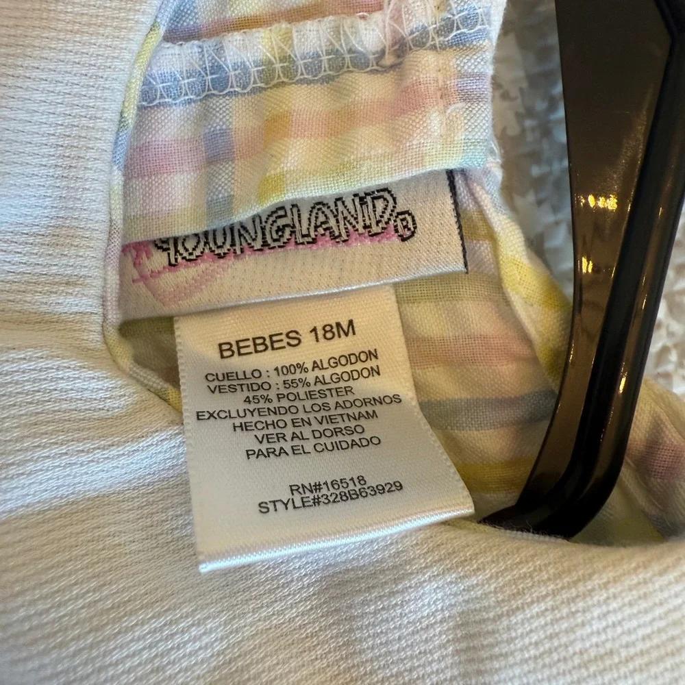 Vintage‎ Youngland Bebe 18M Dress Plaid Butterfly Flower Applique Spring Easter